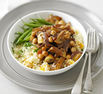 Moroccan mushrooms with cous cous
