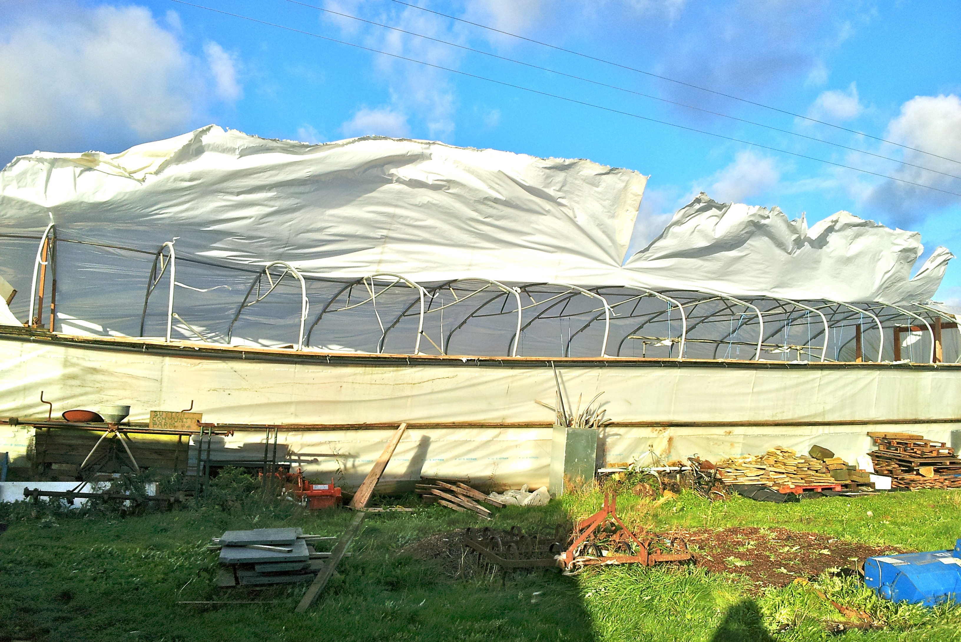 polytunnel damage - Sutton Community Farm